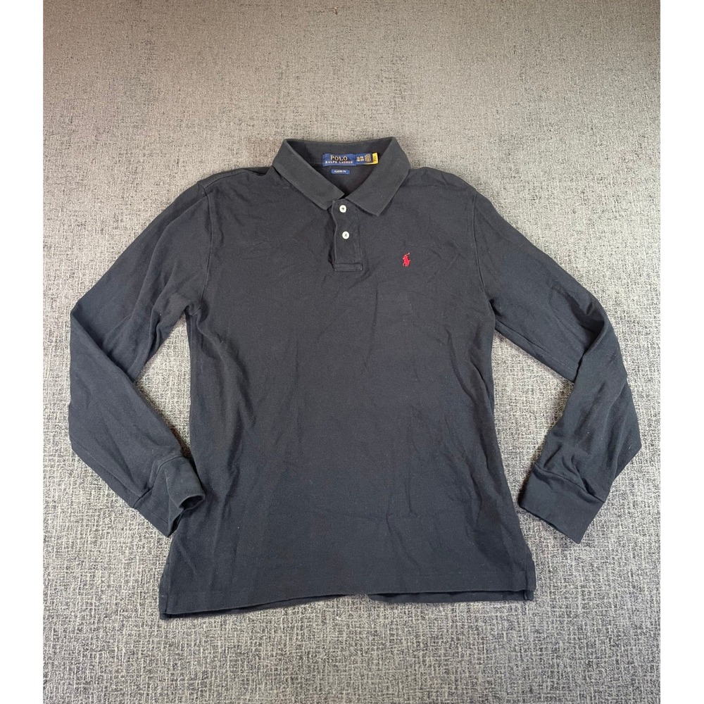 Polo Ralph Lauren Kidsโ XL 18-20 Black Long Sleeve Polo Classic Fit Red Pony